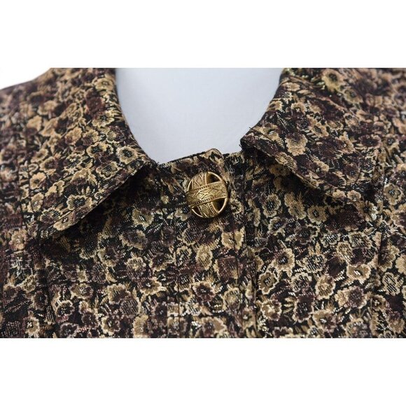 Vertigo Paris Metallic Gold Floral Bell Sleeve Formal Jacket Sz S Made in France - Picture 3 of 8